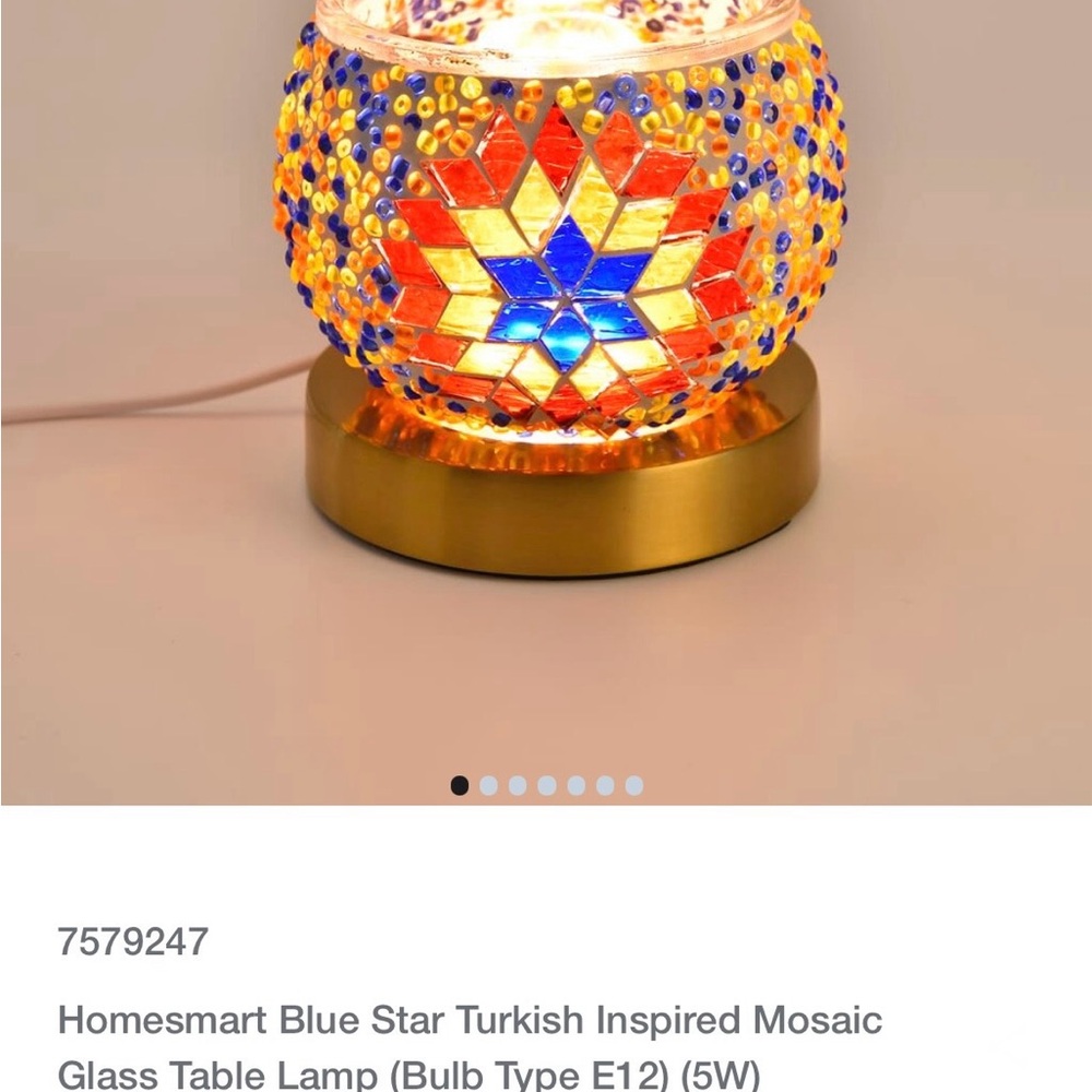 Vibrant Blue and Red Mosaic Decor Accent Lamp